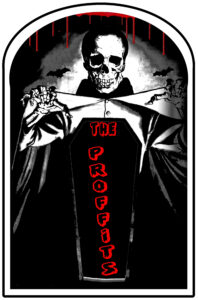 The Proffits coffin with Skelton logo